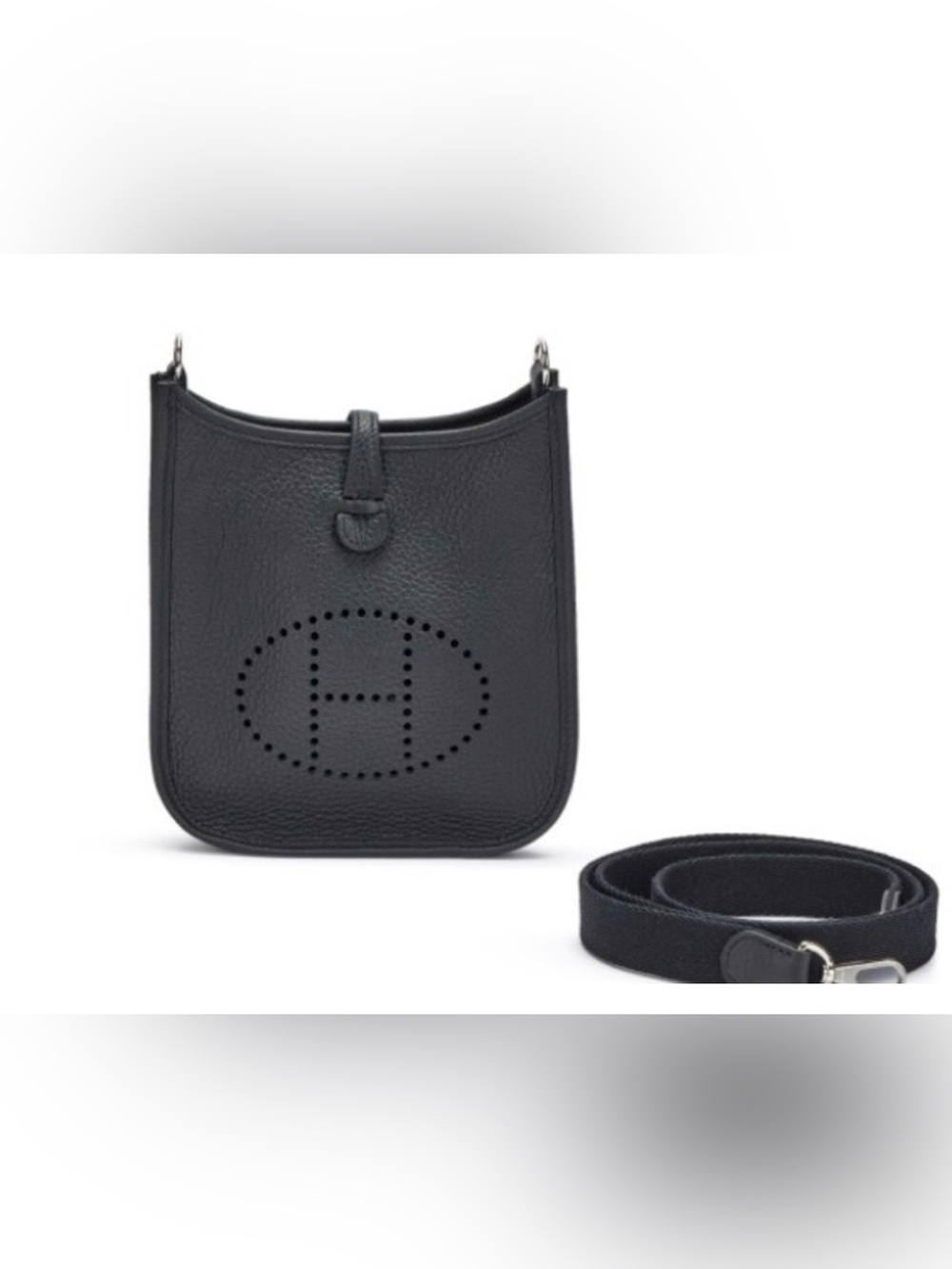 Hermes Black Clemence Mini Evelyne II TPM Silver Hardware